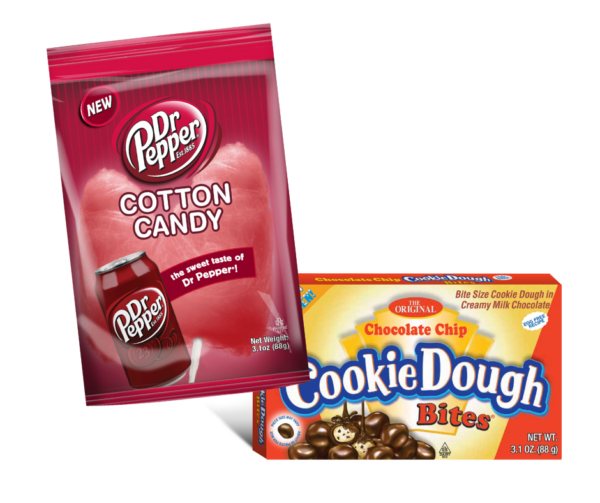 Dr. Pepper Cotton Candy 3.1oz & Cookie Dough Bites® – Chocolate Chip 3.1oz
