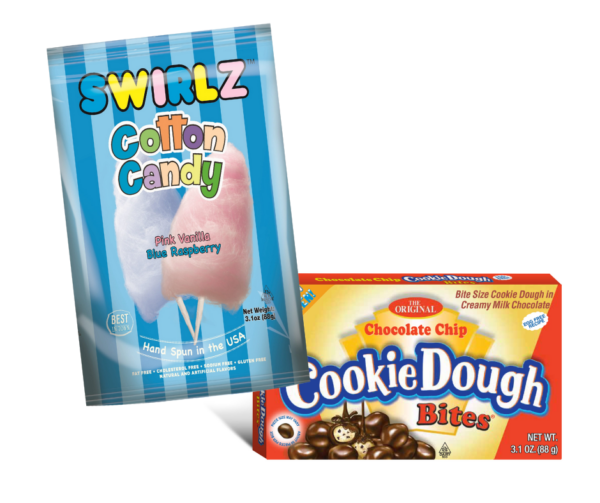 SWIRLZ Cotton Candy 3.1oz & Cookie Dough Bites® – Chocolate Chip 3.1oz